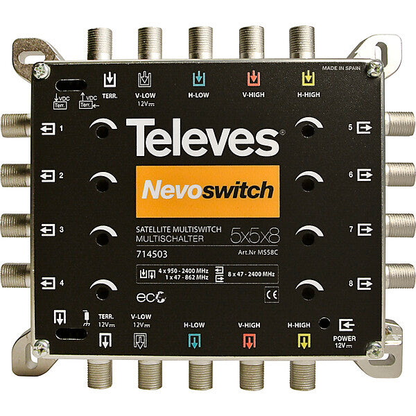 Televes Multischalter 5 in 8 Guß NEVO recpower kask. MS58C